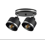 WAMA LAMPA SUFITOWA CZARNY 2X40W E27 KLOSZ CZARNY+SREBRNY